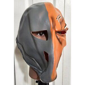 Men's Deathstroke Latex 3/4 Mask Halloween Costume Batman Arkham DC Cosplay